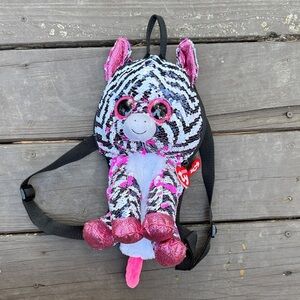 NWT Ty Zoey Sequin Zebra Plush Backpack